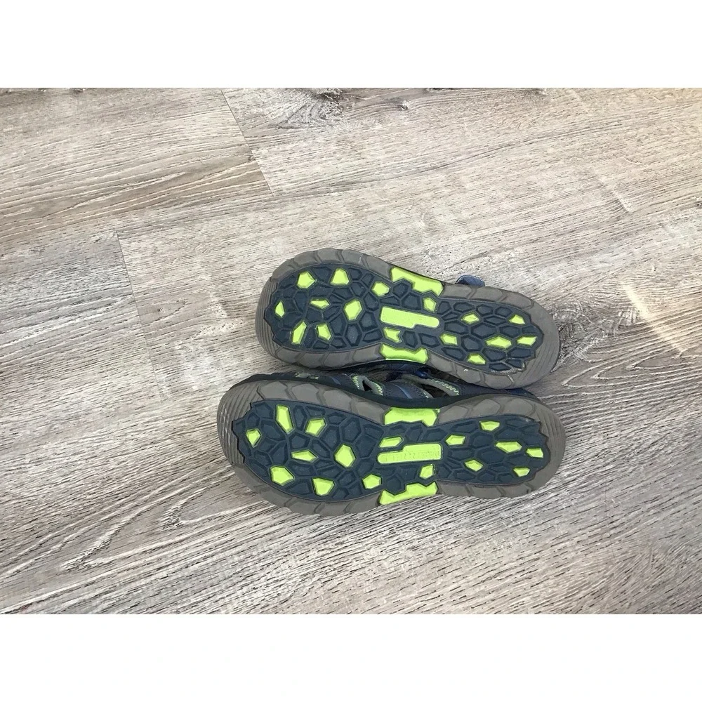 Merrell Youth Boys Hydro Sandals size 5 Navy Green waterproof slip On MY53375